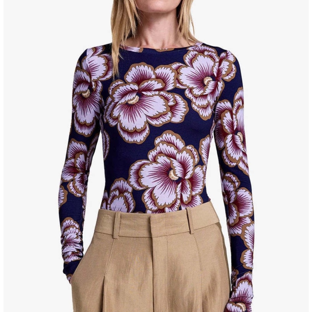 Smythe floral long sleeve crew neck top